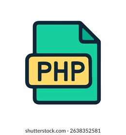 Teal File with PHP Text icon illustration element