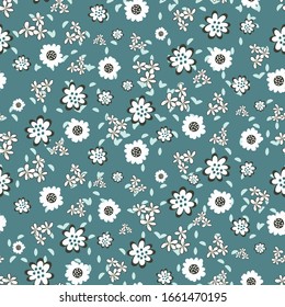 teal floral seamless vector pattern background