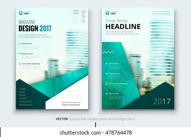 Teal Flyer modern creative design. Corporate business template for Annual Report, Catalog or Magazine. Layout with abstract triangular background. Poster, flyer concept for education and healthcare