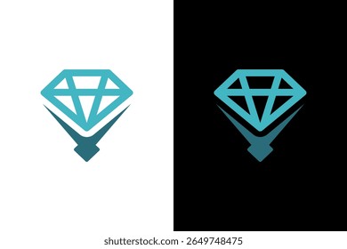 Ilustración de diseño de logotipo de diamante geométrico verde azulado