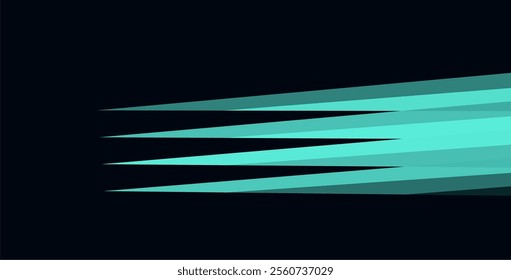 Teal geometric shapes, sharp, dark background.