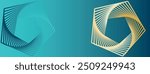 Teal and gold abstract background with spiraling pentagon
