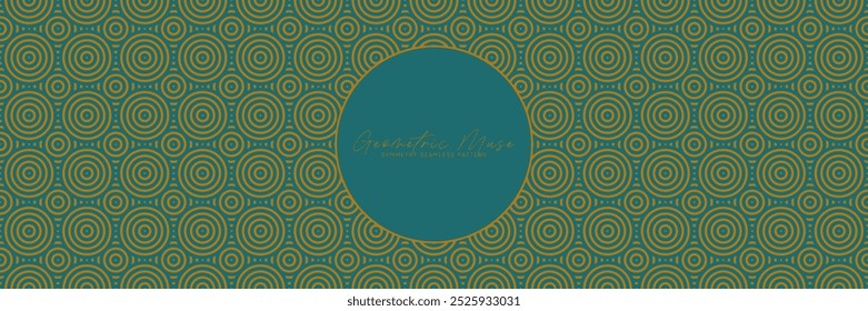Teal and gold circular geometric seamless pattern. Luxurious Men's Asian design for textiles and decor.