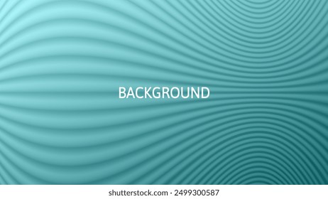 Teal green abstract background with 3d texture, wavy lines and gradient transition, dynamic shape. Phychedelic pattern	