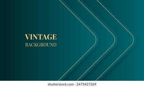 Teal green abstract background with triangular frames and gold lines, modern geometric pattern, angles