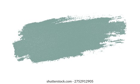 Teal green brush stroke with textured speckles on a white background paint