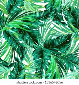 Folhas tropicais verde-azuladas e verdes. Design gráfico perfeito com palmas incríveis. Moda, interior, embalagem, embalagem adequada. Folhas de palmeira realistas. - Vector