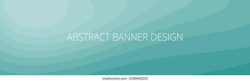 Teal green and white abstract banner with wavy pattern and gradient shades, dynamic curve shapes. Background template	