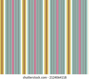 Teal green and yellow and pastel green stripe background, with pink accents,Abstract colorful background, Tabby vertical parallel stripes seamless geometric pattern. 