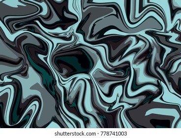 Teal and grey digital marbling background. Liquid surface backdrop. Cold palette suminagashi vector for web design or festival invitation. Fluid color pattern. Traditional Turkish ebru technique