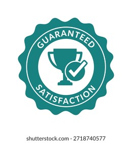 Insignia de satisfacción garantizada de color verde azulado con Vector de icono de trofeo