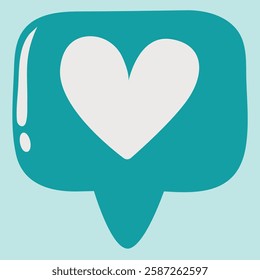 Teal Heart Chat Bubble: Modern Vector Design Element
