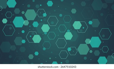 Teal hexagon background featuring modern geometric shapes in abstract style perfect for digital art technology designs web graphics presentations and creative contemporary projects