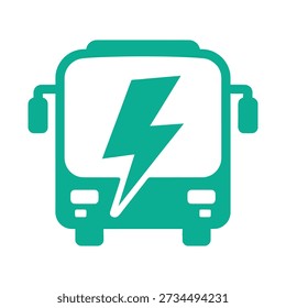 A teal icon representing an electric bus with a white lightning bolt symbol on its front, symbolizing clean energy transportation.