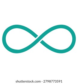 Teal infinity symbol on white background, representing eternity and limitless possibilities.