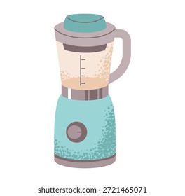 Teal kitchen blender filled with a blended mix, ideal for smoothie, cooking, recipe, and kitchen themed designs.
