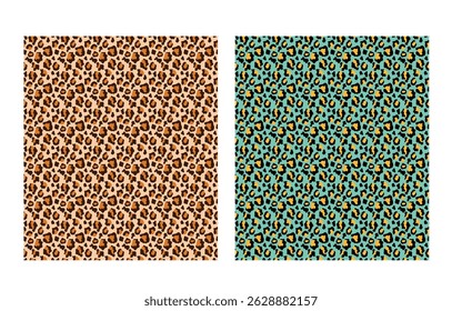 Teal Leopard Print: Seamless Pattern, Brown, turquoise blue and Black, Leopard Cheetah skin seamless pattern vector Stylized Spotted Leopard Skin Background,