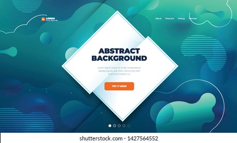 Teal Liquid color background design for Landing page site with diamond shape. Fluid gradient shapes composition. Futuristic design posters. Eps10 vector.