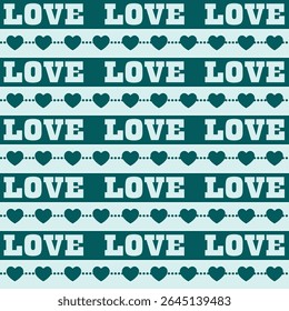 Teal Love Stripe Pattern. Perfect for art and crafts, digital paper, fabric printing, textile printing, packaging, scrapbooking, gift wrap, background and more.
