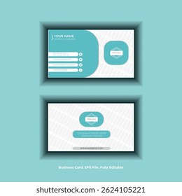Teal. Modern rounded shaped business card. Teal color business card. Pattern background card. For any company and business use. Art in illustrator. Fully editable vector eps file.