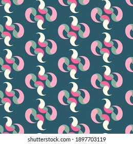 Teal modern stylish texture. Repeating geometric pattern with curves. Contemporary graphic design. Vector seamless pattern.