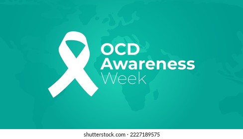 Teal OCD Awareness Week Background Illustration with Ribbon