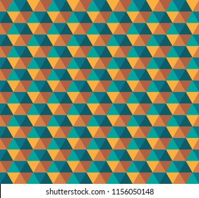 Teal Orange hexagon seamless pattern. Modern simple design background. Repeating geometric vector.