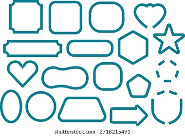 Conjunto de forma de contorno verde azulado. Limpie los marcos geométricos para etiquetas, insignias y diseño de interfaz de usuario. Modernos Elementos de Vector para diseños de marca e interfaz.