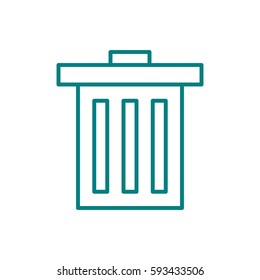 Teal outline outline trash can delete button icon on a dark background vector pictogram illustration trendy isolated flat design