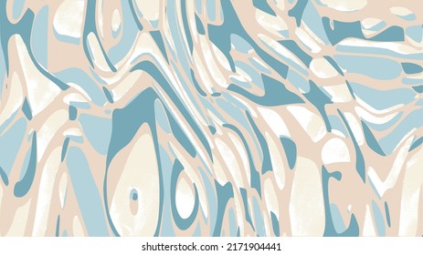 Teal paint strokes, retro screen printing, beige accents calming painting. Oil painted art, light vector texture. Abstract vintage background, hand drawn cover, backdrop