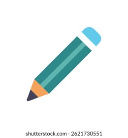 A teal pencil illustration against a black backdrop in a minimalist flat style. Bright clean vector art.