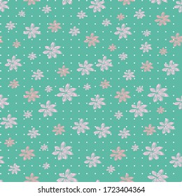 teal pink scatter ditsy dot seamless print background design