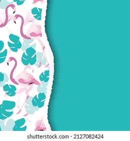 Teal and Pink Tropical  Flamingo Background Banner Design