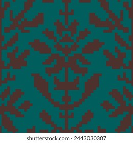 Teal Pixel Symmetry Tile vector