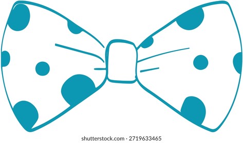 Teal Polka Dot Bow Krawatte Zubehör Skizze flach Vektorgrafik