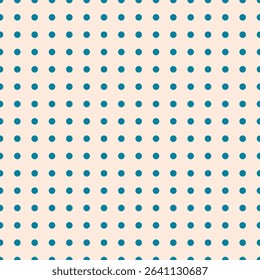 Teal Polka Dots on Cream Background, Seamless Retro Pattern for Textile Design