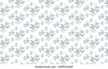 Teal Poppy Leaves with Dots Pattern Background