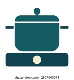 Teal pot on stove for cooking, kitchen utensil, cookingware, culinary tool
