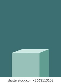 a teal product display stand mockup for presentation and promotion of products on a clean background