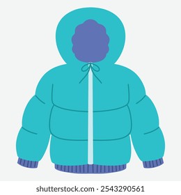 Una chaqueta puffer verde azulado con capucha, diseñada para ofrecer calidez y confort en Clima frío.