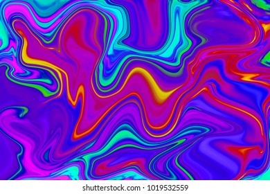 Teal purple blue digital marbling background. Liquid surface backdrop. Neon color suminagashi vector for web design or festival invitation. Fluid color pattern. Traditional Turkish ebru technique