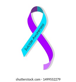 Teal Purple Ribbon For Suicide Prevention / Awareness.