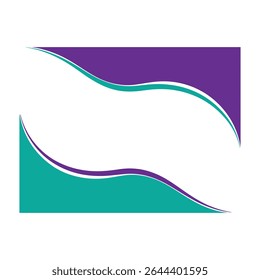 Teal and Purple Wave Border Design Template vector