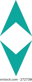 Teal rhombus shape with pointed corners and white interior space graphic element