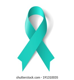Teal Ribbon As Symbol Of Scleroderma, Ovarian Cancer, Food Allergy, Tsunami Victims, Kidney Disease, Sexual Assualt