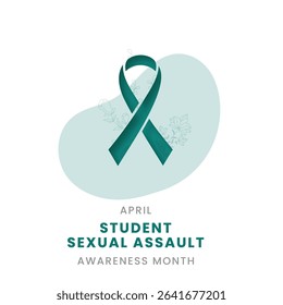 Teal ribbon with white background awareness graphic for International Sexual assault student Awareness Month.