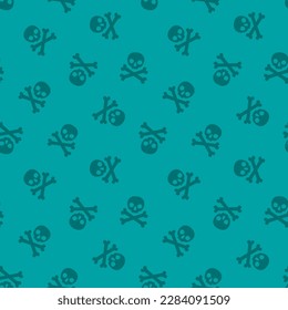 Teal seamless pattern with halloween skull