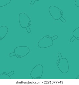 Teal seamless pattern with outline ice cream