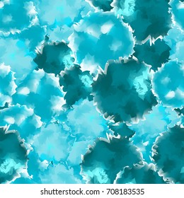 Teal seamless watercolor texture background. Glamorous abstract teal seamless watercolor texture pattern. Expressive messy vector illustration.