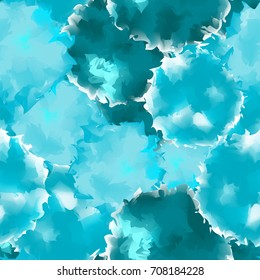 Teal seamless watercolor texture background. Mesmeric abstract pattern, expressive messy vector illustration.